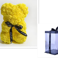 Valentine's Day Gift Rose Bear Eternal Flower Rose Teddy Bear PE Foam Bear 25cm Valentines Day Gifts CJ Yellow with box
