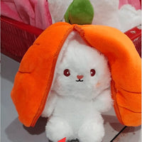 Wanghong Cute Strawberry Rabbit Doll Plush Toy with Transforming Feature Accessories CJ Carrot 18cm 1PC