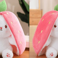 Wanghong Cute Strawberry Rabbit Doll Plush Toy with Transforming Feature Accessories CJ Set4 25cm and 35cm 1PC