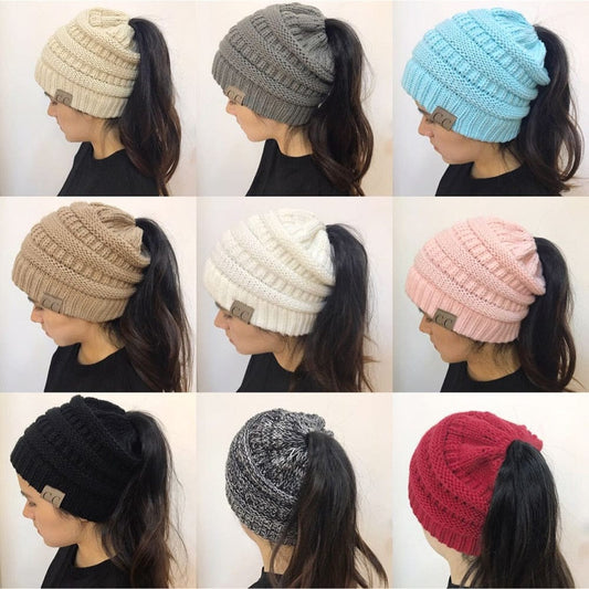 Warm and Stylish Chunky Cable Knit High Bun Ponytail Beanie Hat for Women Home & Garden Pink Lucy