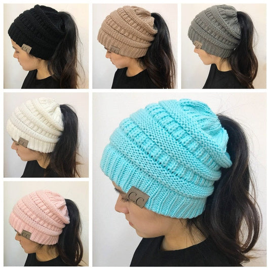 Warm and Stylish Chunky Cable Knit High Bun Ponytail Beanie Hat for Women Home & Garden Pink Lucy