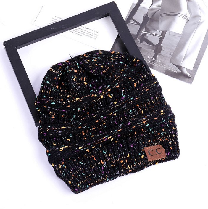 Warm and Stylish Chunky Cable Knit High Bun Ponytail Beanie Hat for Women Home & Garden Pink Lucy Black B