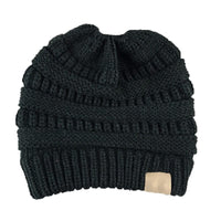 Warm and Stylish Chunky Cable Knit High Bun Ponytail Beanie Hat for Women Home & Garden Pink Lucy BlackA
