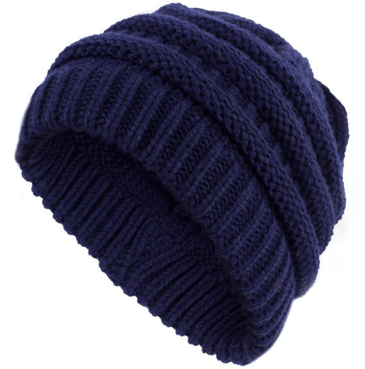 Warm and Stylish Chunky Cable Knit High Bun Ponytail Beanie Hat for Women Home & Garden Pink Lucy Dark blue