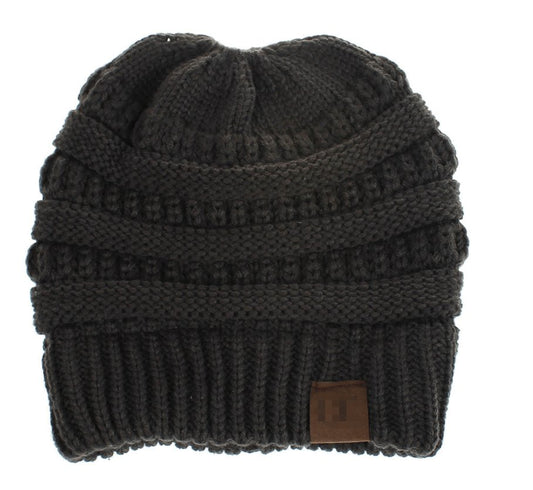 Warm and Stylish Chunky Cable Knit High Bun Ponytail Beanie Hat for Women Home & Garden Pink Lucy Dark grey