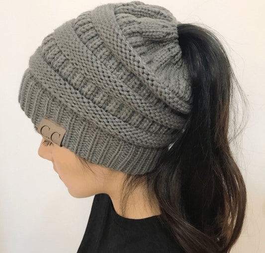 Warm and Stylish Chunky Cable Knit High Bun Ponytail Beanie Hat for Women Home & Garden Pink Lucy Gray