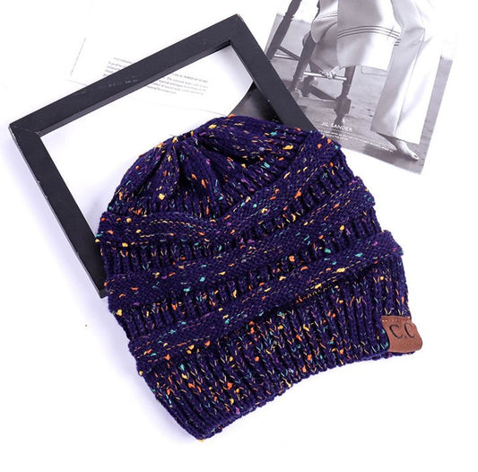 Warm and Stylish Chunky Cable Knit High Bun Ponytail Beanie Hat for Women Home & Garden Pink Lucy Navy B