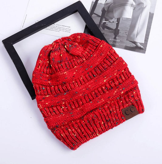 Warm and Stylish Chunky Cable Knit High Bun Ponytail Beanie Hat for Women Home & Garden Pink Lucy Red B