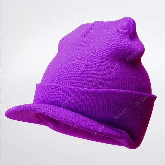 Warm Winter Essential: Bill Visor Cuff Beanie Knit Cap Hat Ski with Thick Brim  ebasketonline 10-Purple