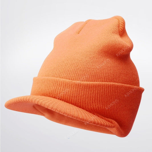 Warm Winter Essential: Bill Visor Cuff Beanie Knit Cap Hat Ski with Thick Brim  ebasketonline 14-Orange
