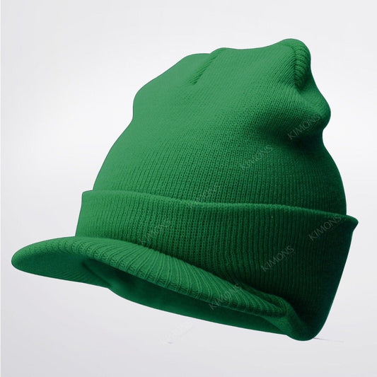 Warm Winter Essential: Bill Visor Cuff Beanie Knit Cap Hat Ski with Thick Brim  ebasketonline 17-Hunter Green