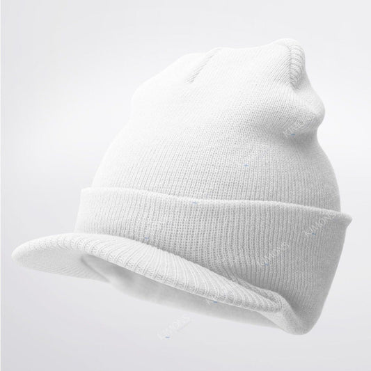 Warm Winter Essential: Bill Visor Cuff Beanie Knit Cap Hat Ski with Thick Brim  ebasketonline 4-White