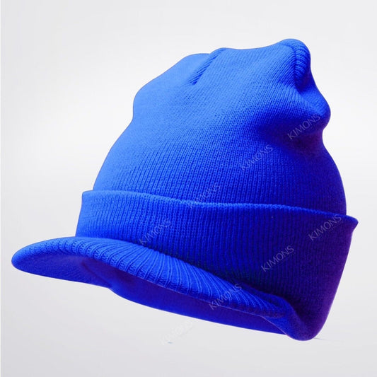 Warm Winter Essential: Bill Visor Cuff Beanie Knit Cap Hat Ski with Thick Brim  ebasketonline 8-Royal Blue