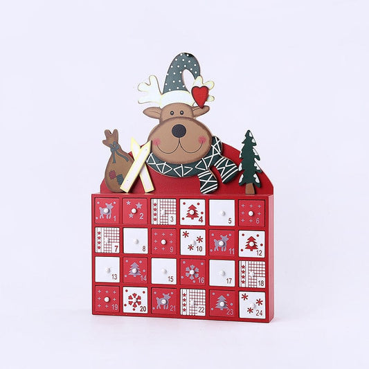 Wooden Advent Calendar with 24 Ornaments for Christmas Countdown Christmas CJ Christmas bear