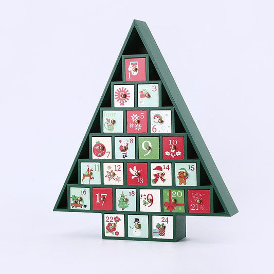 Wooden Advent Calendar with 24 Ornaments for Christmas Countdown Christmas CJ Green Christmas tree