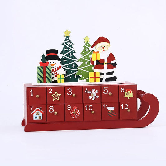 Wooden Advent Calendar with 24 Ornaments for Christmas Countdown Christmas CJ Sleigh