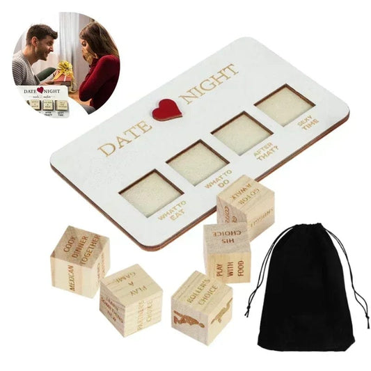 Wooden Date Night Dice - Romantic Couple Game with Action Decision Prompts for Unforgettable Date Nights Accessories CJ