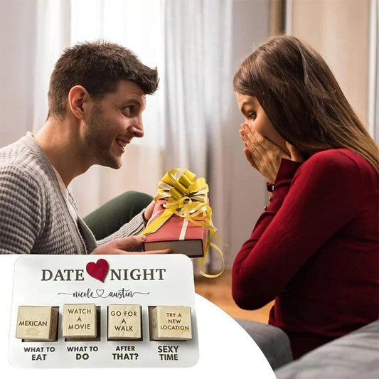 Wooden Date Night Dice - Romantic Couple Game with Action Decision Prompts for Unforgettable Date Nights Accessories CJ