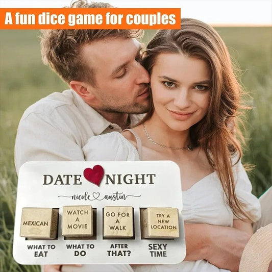 Wooden Date Night Dice - Romantic Couple Game with Action Decision Prompts for Unforgettable Date Nights Accessories CJ