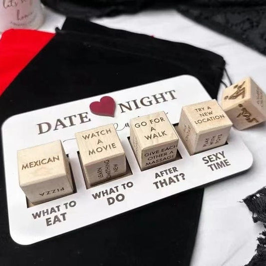 Wooden Date Night Dice - Romantic Couple Game with Action Decision Prompts for Unforgettable Date Nights Accessories CJ
