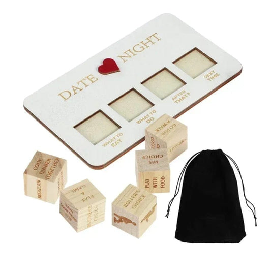 Wooden Date Night Dice - Romantic Couple Game with Action Decision Prompts for Unforgettable Date Nights Accessories CJ