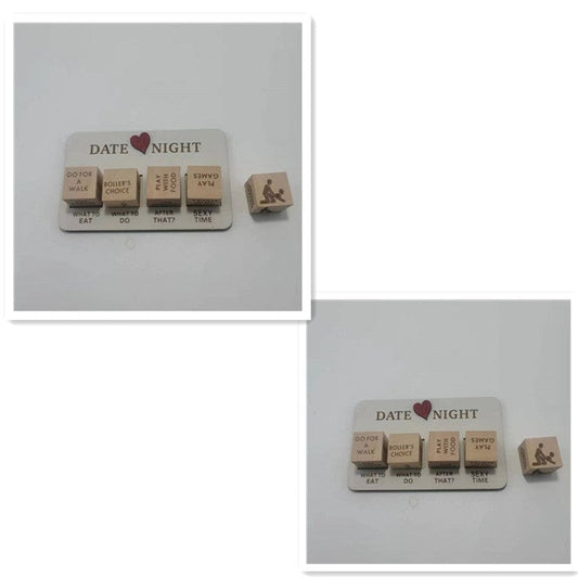 Wooden Date Night Dice - Romantic Couple Game with Action Decision Prompts for Unforgettable Date Nights Accessories CJ With5 Dice 2pcs