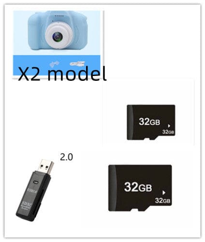 X2 HD Mini Cartoon Kids Digital Camera Accessories CJ Set USB
