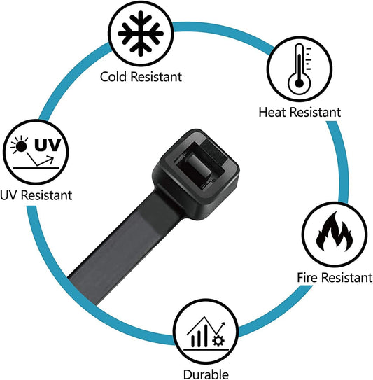Zip Ties Assorted Sizes(4”+6”+8”+12”), 400 Pack, Black Cable Ties, UV Resistant Wire Ties by  ebasketonline