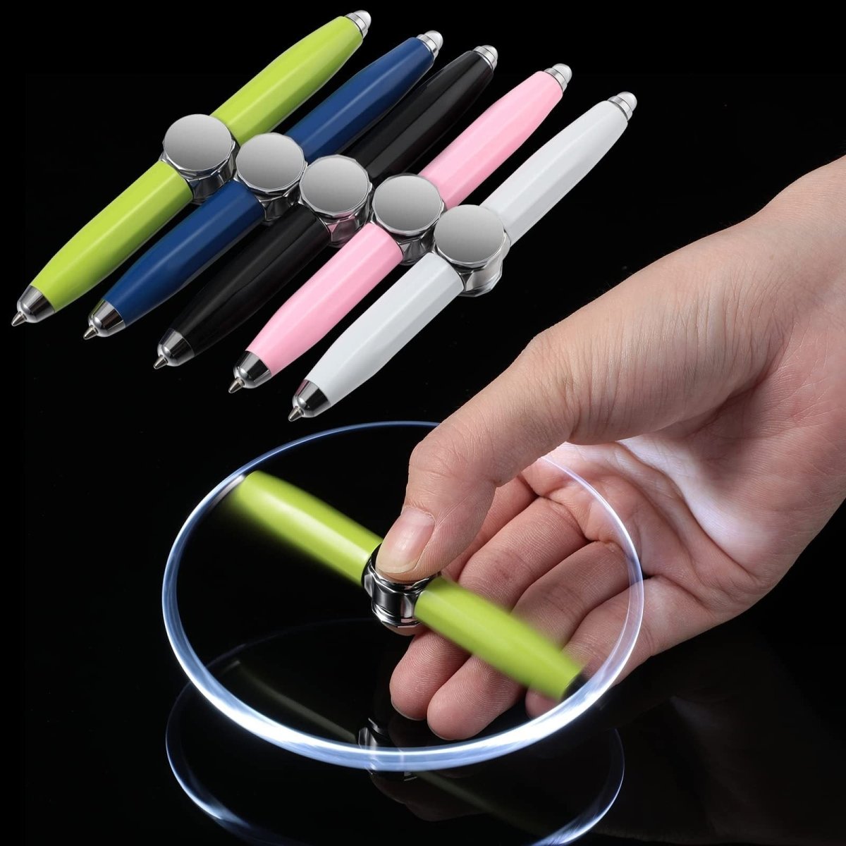 Creative Multi-Function LED Pen with Spinning Decompression Gyro - Stylish Metal Ballpoint Pen for Office and School Supplies