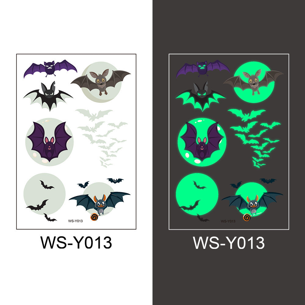 Halloween Glowing Bat Tattoo Stickers - Fake Tattoos for Face, Arms & Legs, Kids Body Art