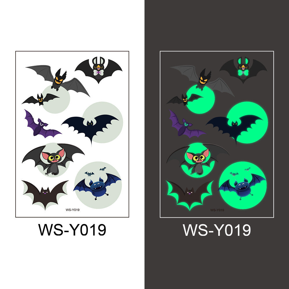 Halloween Glowing Bat Tattoo Stickers - Fake Tattoos for Face, Arms & Legs, Kids Body Art