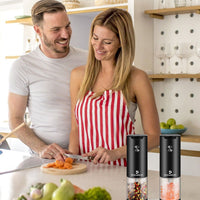 Battery Powered Electric Salt and Pepper Grinders with Adjustable Coarseness