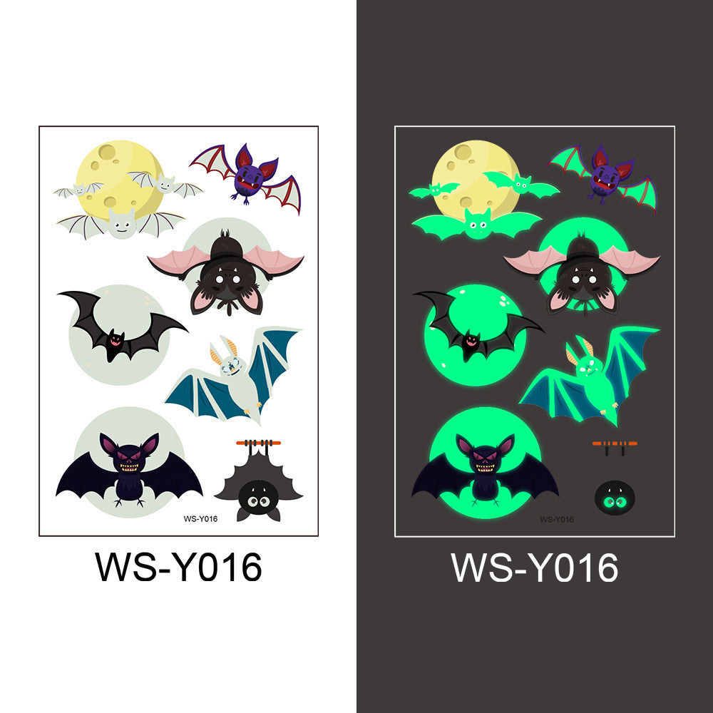 Halloween Glowing Bat Tattoo Stickers - Fake Tattoos for Face, Arms & Legs, Kids Body Art