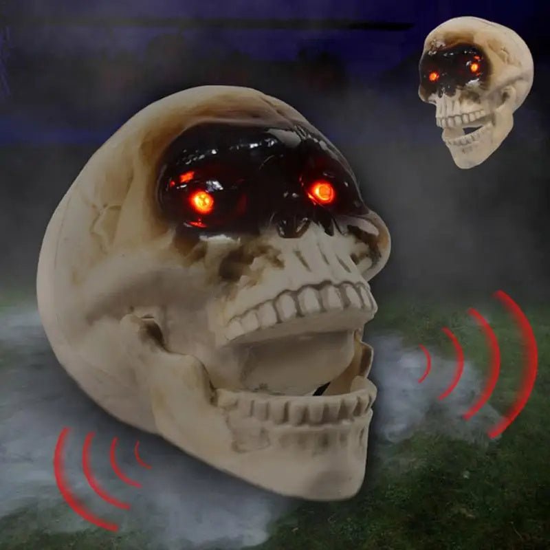 Realistic Halloween Decoration: Animated Floating Skull Head