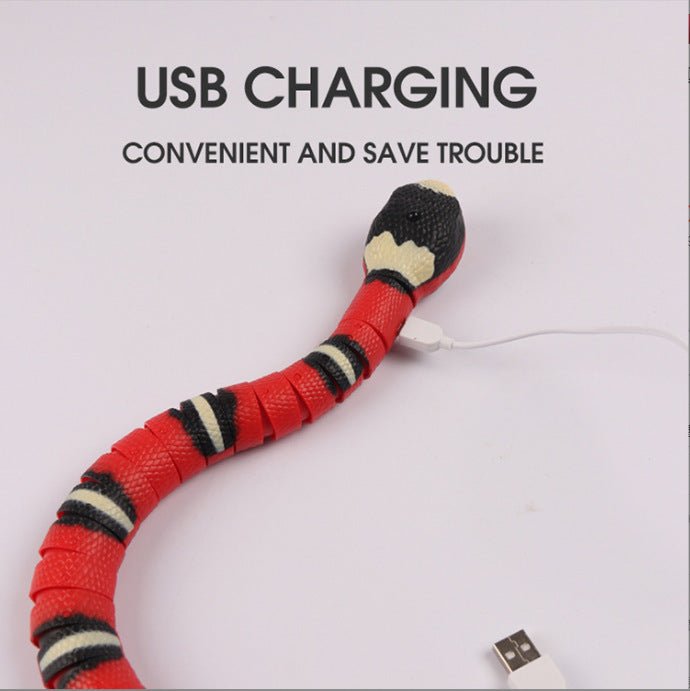 Smart Sensing Snake Cat Toy - USB Charging Interactive Pet Toy for Cats & Dogs