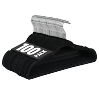 100 Pack Velvet Hangers Flocked Non-Slip Clothes Hangers 360° Swivel Hook Black  ebasketonline   