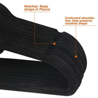 100 Pack Velvet Hangers Flocked Non-Slip Clothes Hangers 360° Swivel Hook Black  ebasketonline   