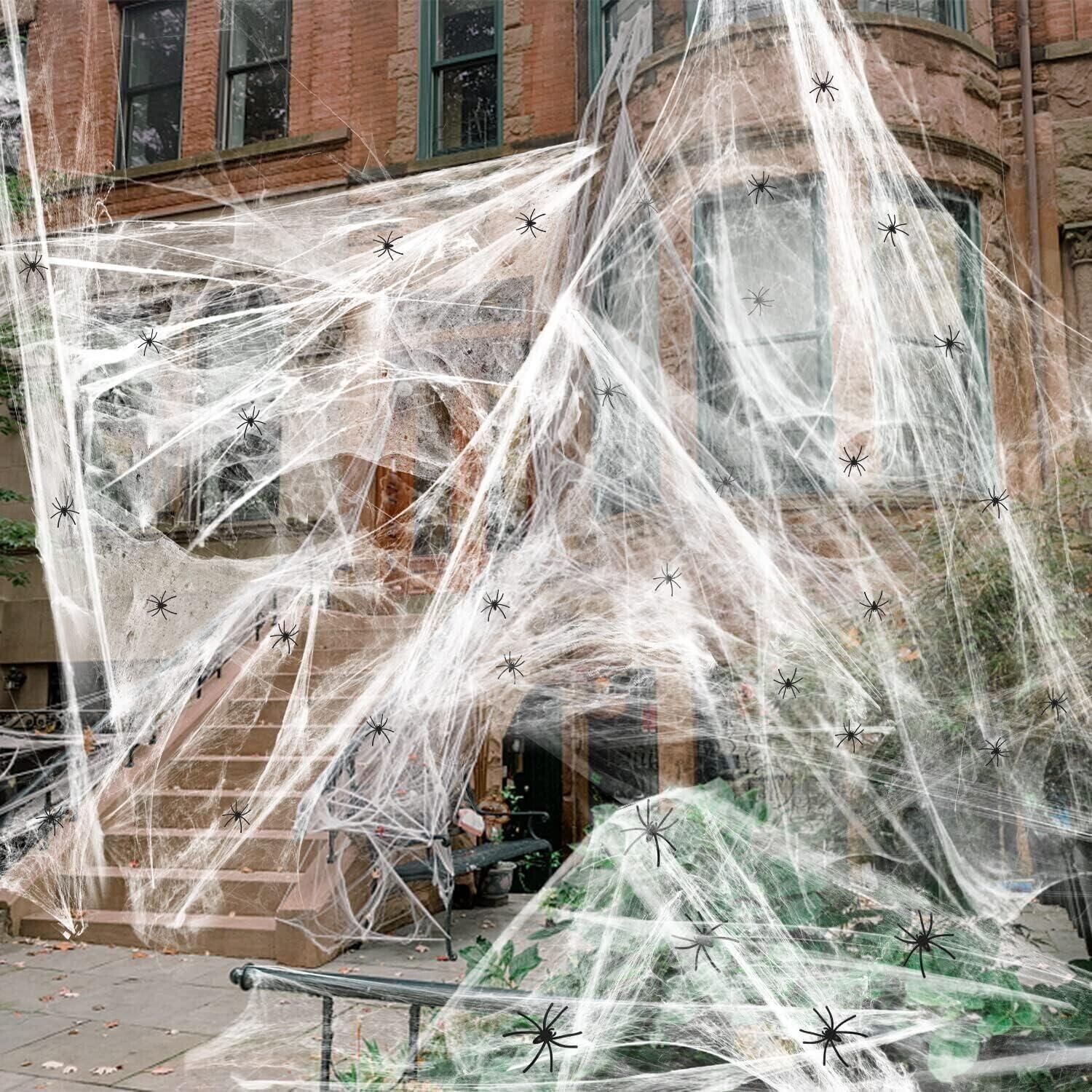 Super Stretch 1000 Sqft Halloween Spider Web Decoration with Fake Spiders