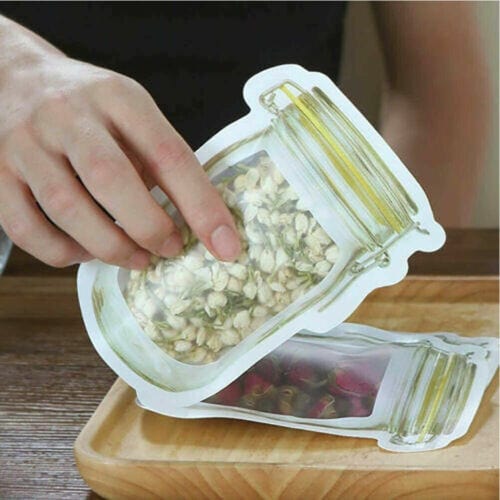 10Pcs Kitchen Fresh Zip lock Bag Reusable Mason Jar Jars superbmall   