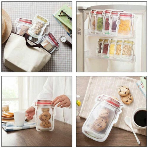 10Pcs Kitchen Fresh Zip lock Bag Reusable Mason Jar Jars superbmall   