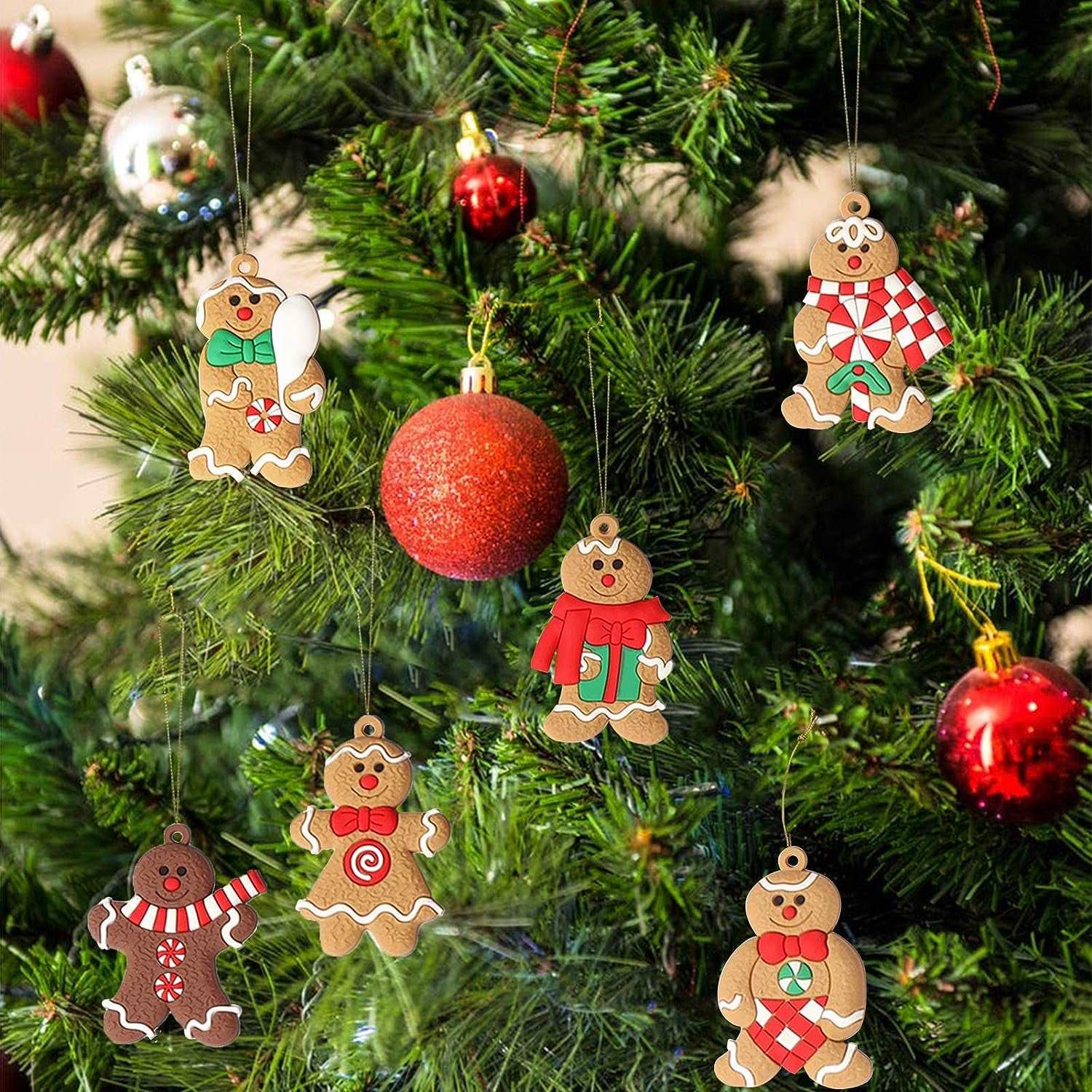 12Pcs Gingerbread Man Ornaments for Christmas Tree Assorted Plastic Gingerbread Figurines Ornaments for Christmas Tree Hanging Decorations 3 Inch Tall  ebasketonline   