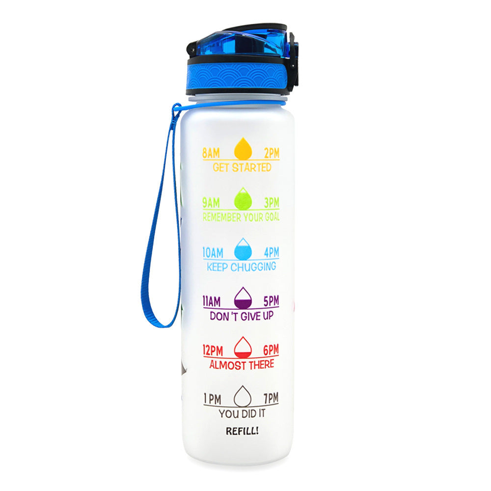 1L Tritan Water Bottle with Time Marker, Bounce Cover