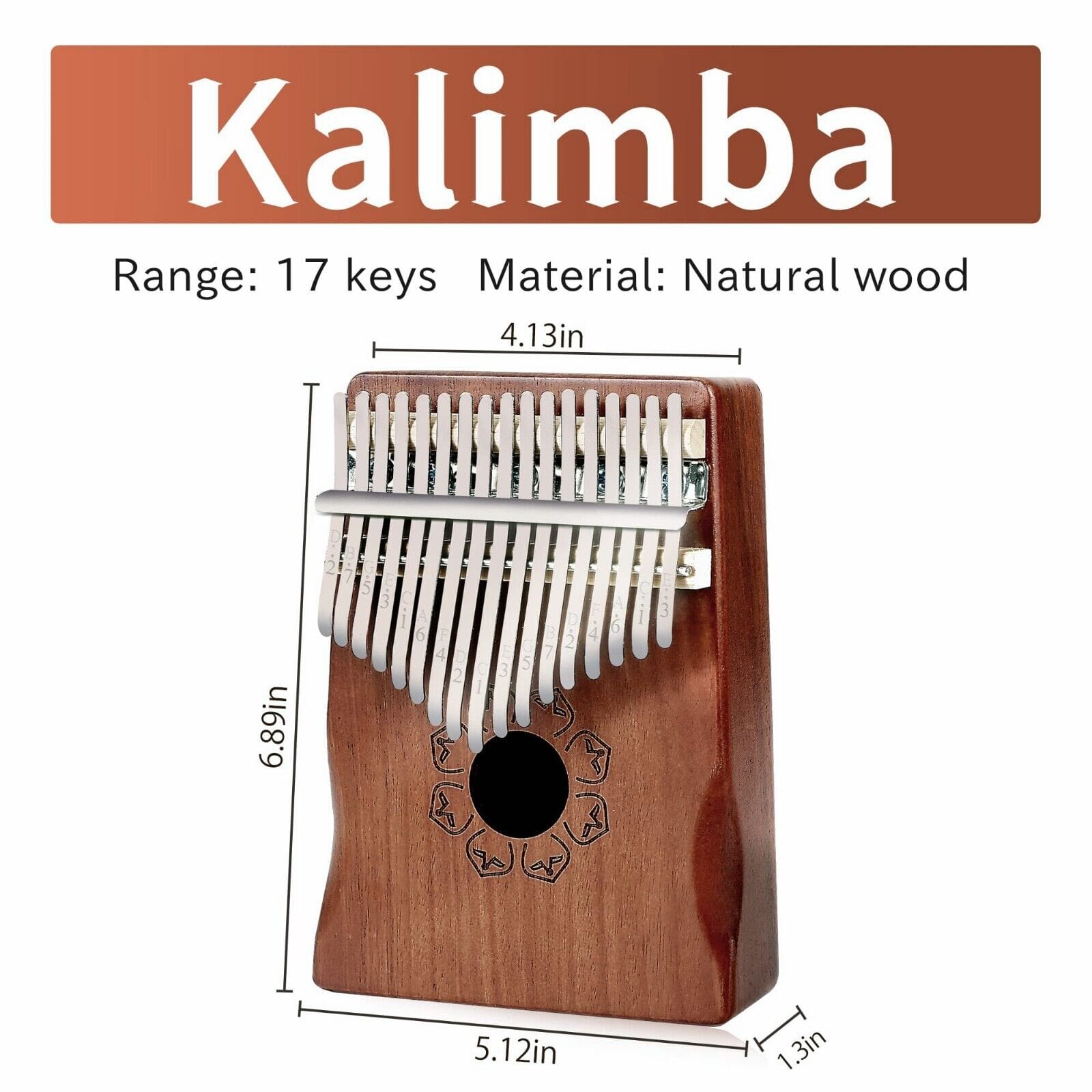 17-Key Kalimba Thumb Piano - Mahogany Wood Finger Mbira Keyboard Musical Instrument  ebasketonline   