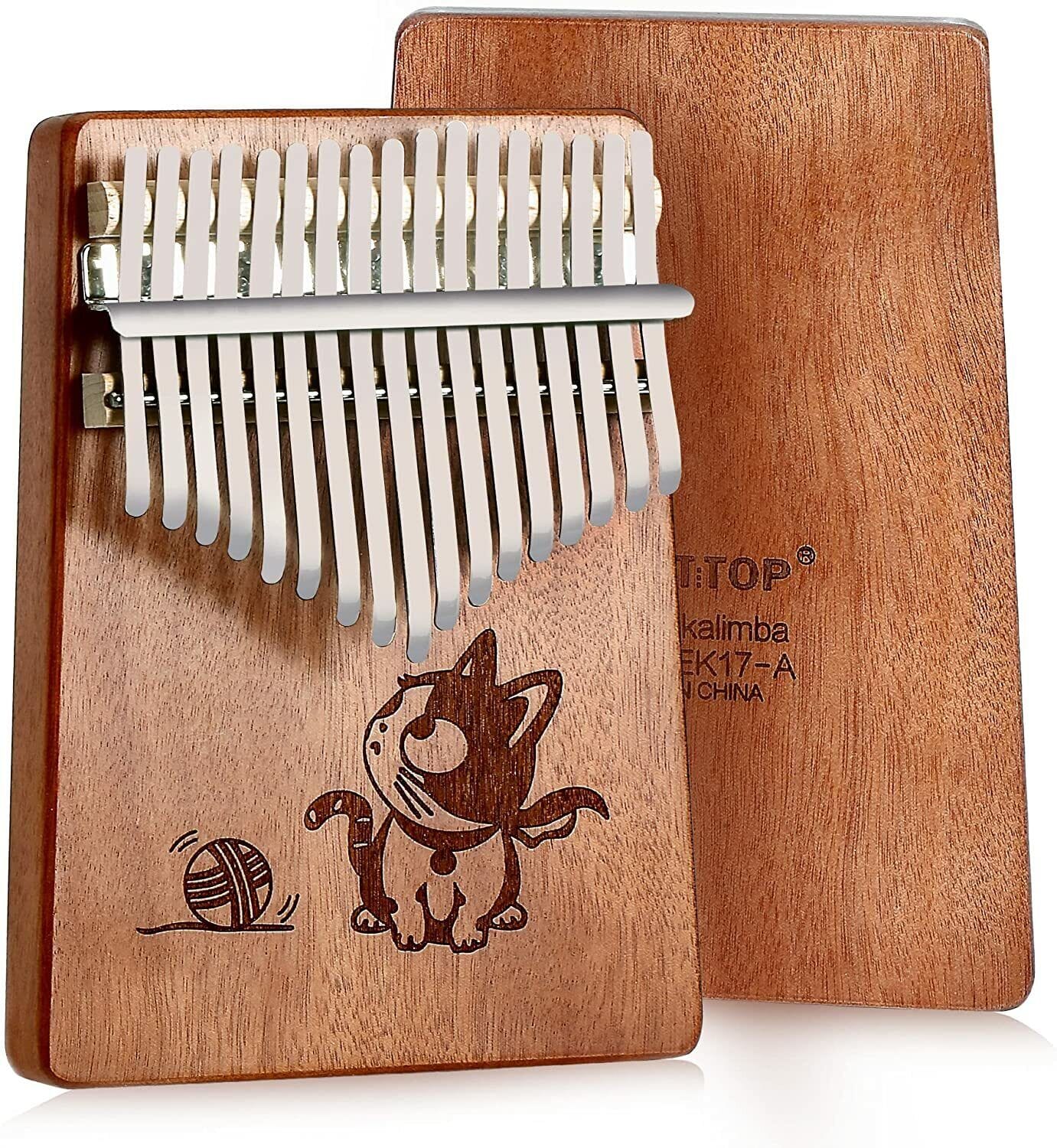 17-Key Kalimba Thumb Piano - Mahogany Wood Finger Mbira Keyboard Musical Instrument  ebasketonline A  