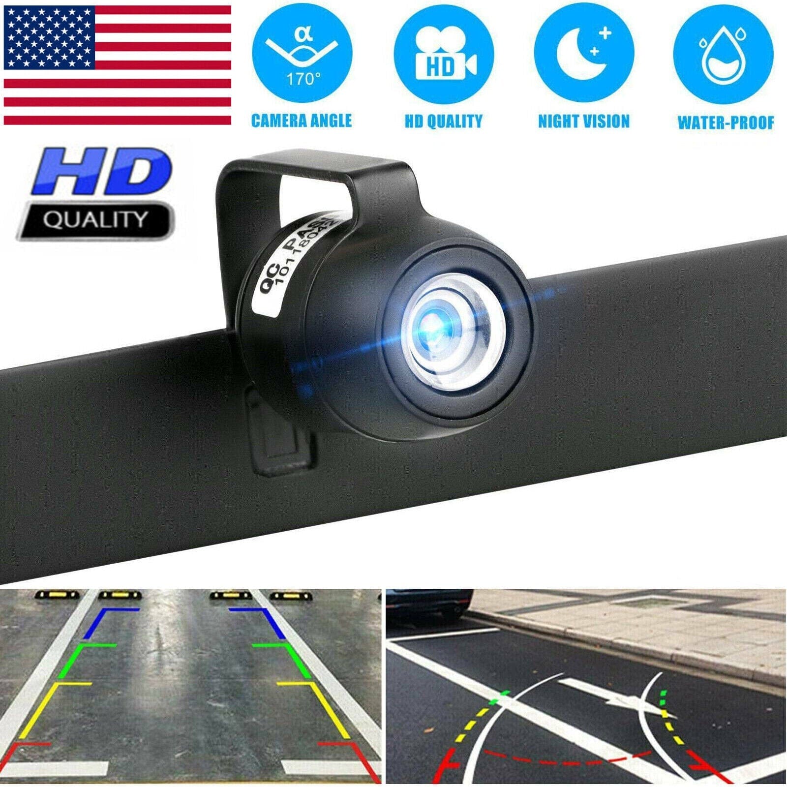 170° HD Car Rear View Camera with Night Vision - Waterproof Backup Reverse Parking Cam  ebasketonline   