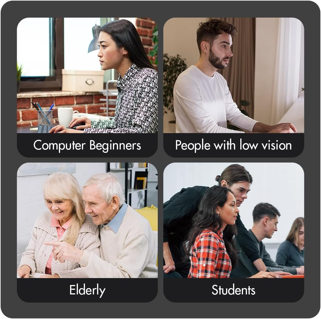 Large Print Backlit Keyboard – 7-Color LED, USB Wired, Full Size 107-Key for Seniors & Low Vision