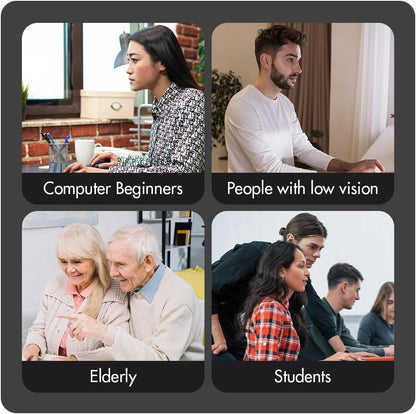 Large Print Backlit Keyboard – 7-Color LED, USB Wired, Full Size 107-Key for Seniors & Low Vision