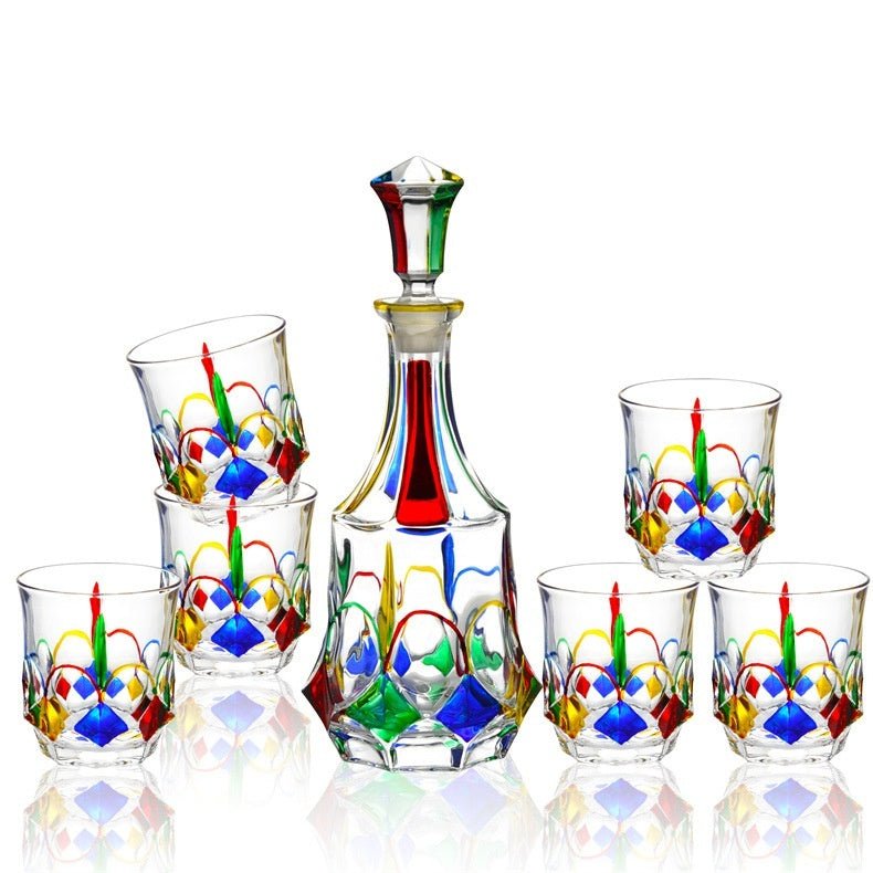 Painted Crystal Glass Liquor Glass Set