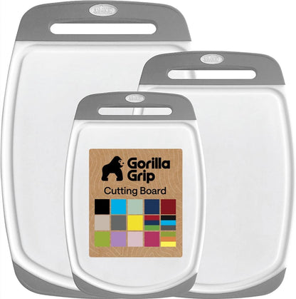 BPA Free Cutting Board Set of 3 – Non Slip Plastic Kitchen Boards with Juice Grooves