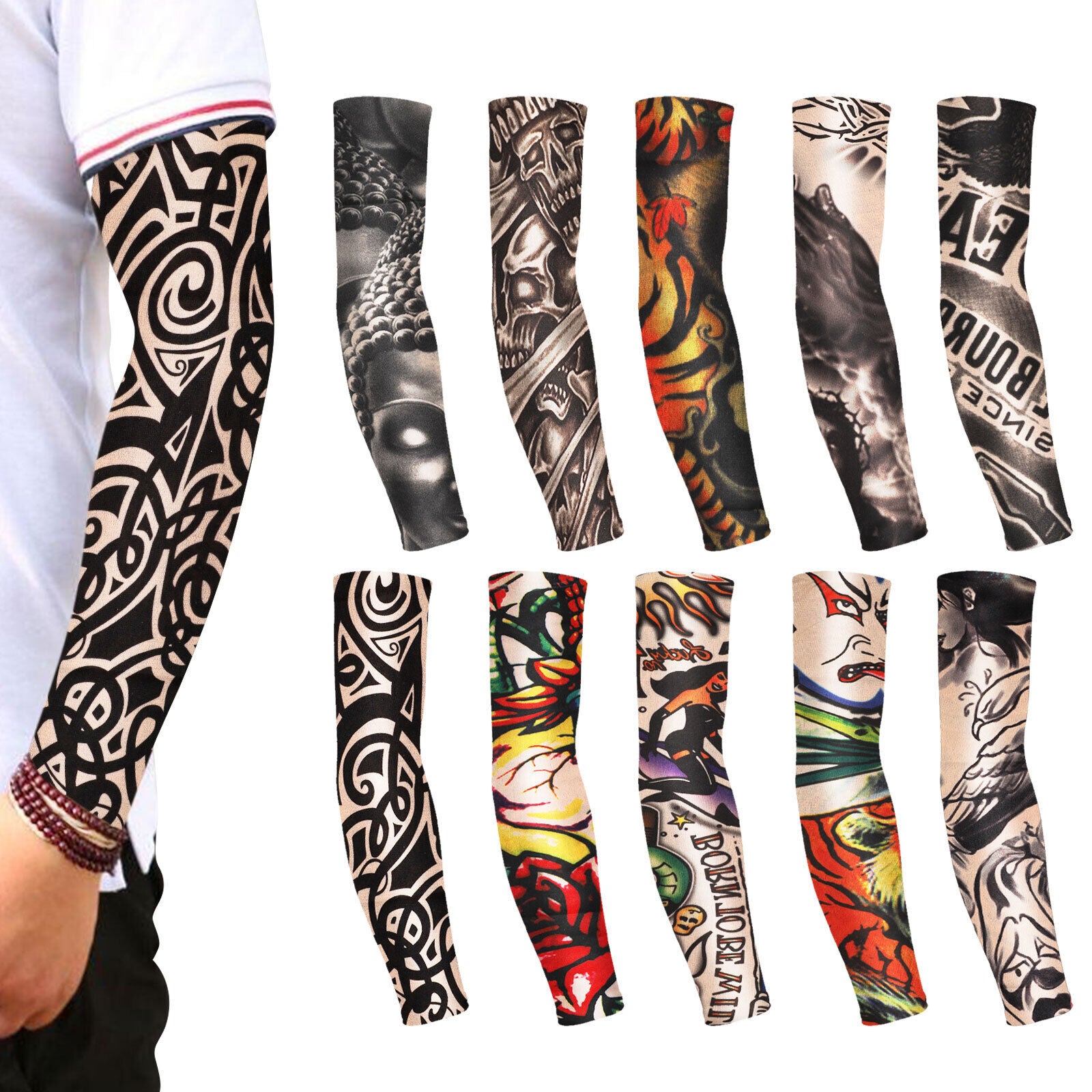 5/10PCS Tattoo Cooling Arm Sleeves – UV Sun Protection for Sports, Fashion & Outdoor Fun